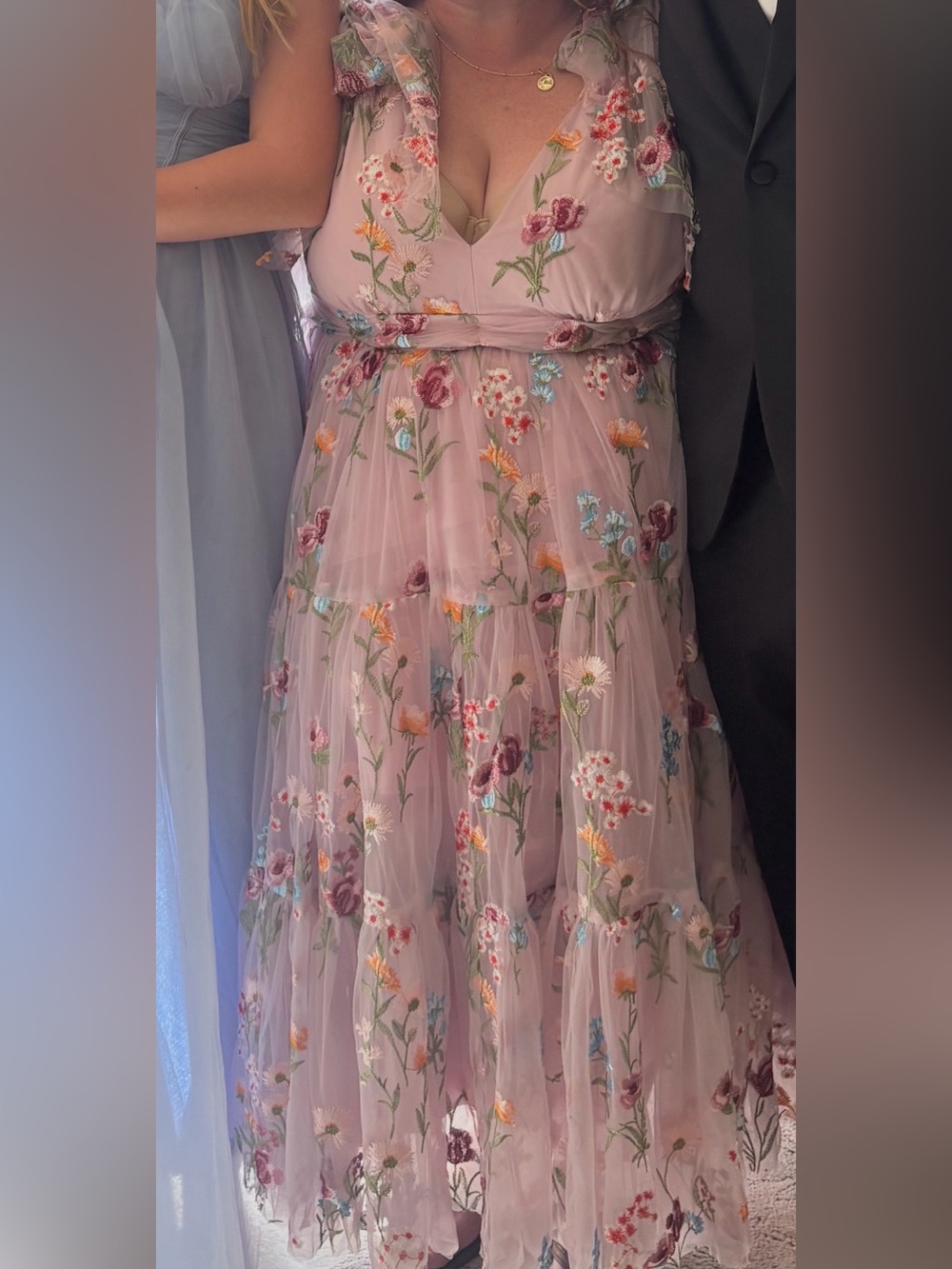 Jessakae Floral Embroidered Midi Dress